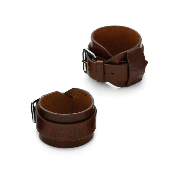 Bransoleta szeroka 46-52cm #DZIK ciemny brąz