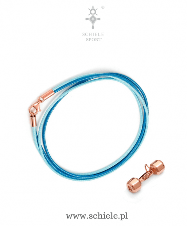 SCHIELE SPORT japoński sznurek LOUXION niebieski błękitny i bransoleta z hantel mały złocenie różowe